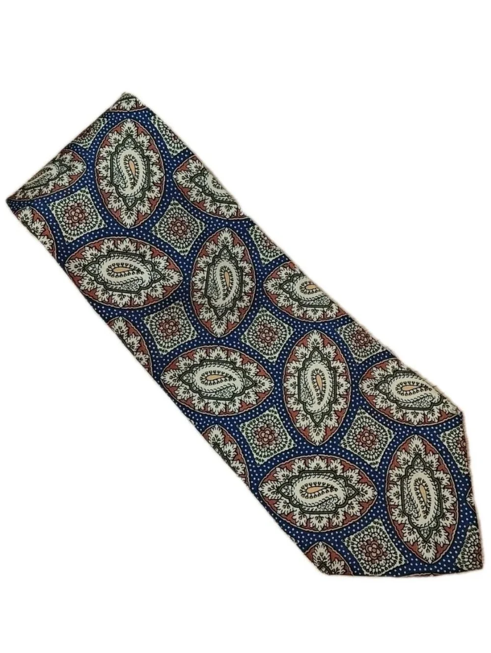 Giorgio Armani Cravette Italian Silk Mens Neck Tie Navy Brown Paisley W 4
